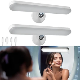 Benreom 2 Pack Wireless Vanity Lights for Mirror, Rechargeable Battery Operated Makeup Light, Adjustable Color Brightness & Angle Light Bar, Magnetic Stick on LED Lighting Bathroom Decor Accessories