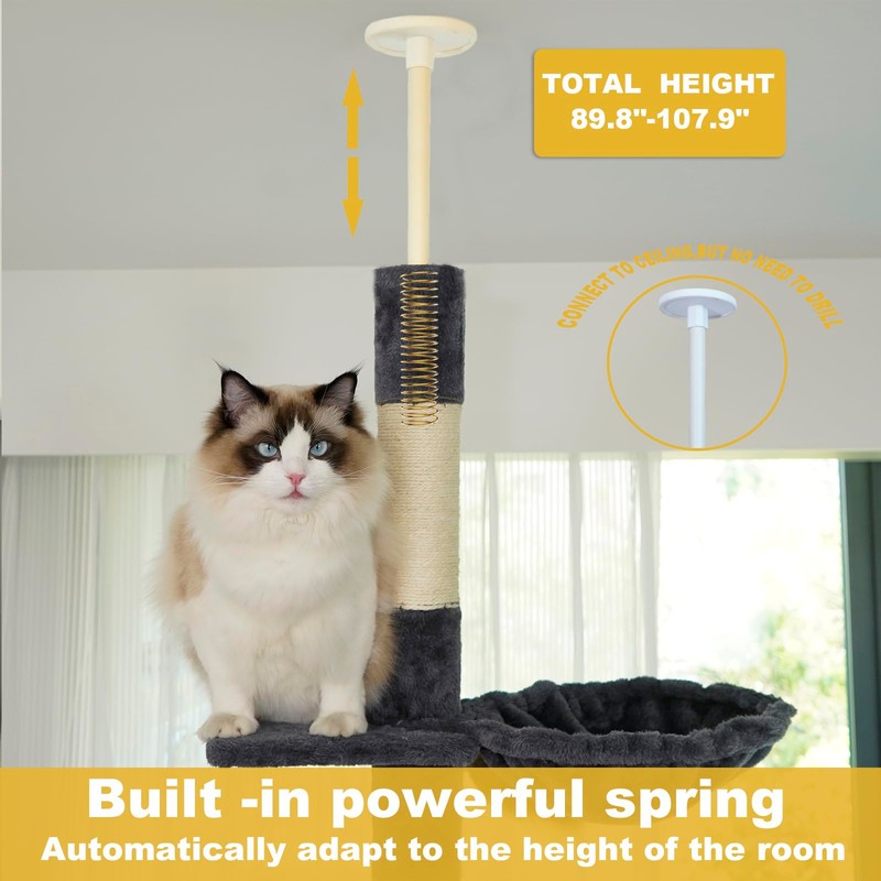 Floor to Ceiling Cat Tree, 5-Tier Height (86-109 inches) -