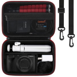 Canboc Carrying Case for Canon PowerShot V1 Hybrid Digital Camera & Accessory Kit (Flexible Tripod, Adapter and More), V1 Camera Bag with Strap, Mesh Pocket fit Cable, Battery, Battery Charger, Black