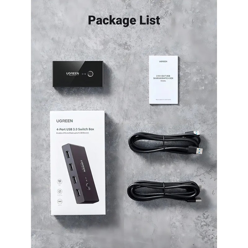 Usb Hub Switch 3.0 4 Puertos 2 Entradas Y 4