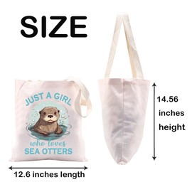 JXGZSO Sea Otters Tote Bag Just A Girl Who Loves Sea Otters Shopping Bag Sea Mammal Lovers Gift Animal Lovers Gift (Sea Otters Tote CA)