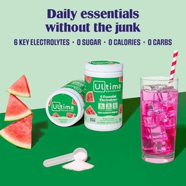 Ultima Replenisher Ultima Replenisher Daily Electrolyte Drink Mix, Sandía, 90 Porciones, Hidratación En Polvo Con 6 Electrolitos Clave Y Minerales Traza, Polvo De Electrolitos Keto Friend