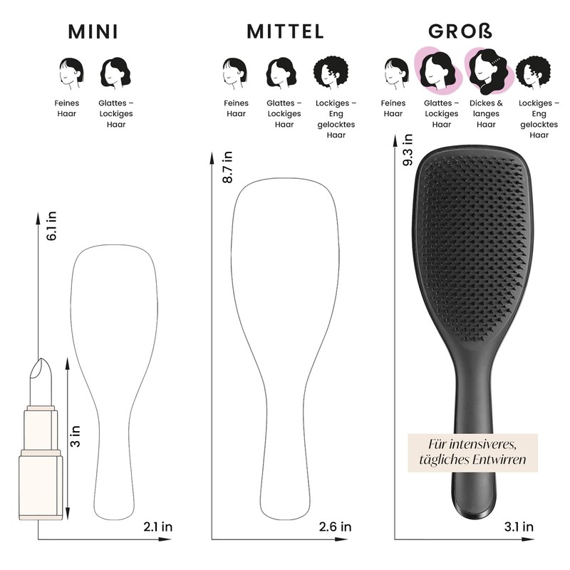 Tangle Teezer Wet Detangler Large Black. Professional Hairbrush Specially for