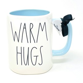 Rae Dunn WARM HUGS Mug - Olaf collection - Double sided - Ceramic - Blue inside - Dishwasher and Microwave safe - 16 oz