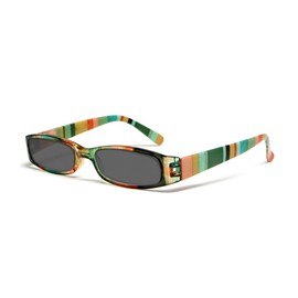 Calabria R576 Colorful Striped Sunglasses +1.25 Green Grey Women Trendy Readers Lightweight Comfortable w/Soft Slip In Case