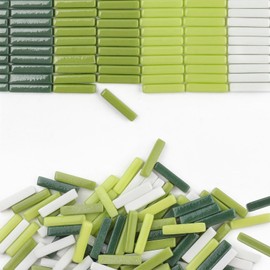 Youway Style 200g Assorted Green Strips Glass Mosaic Tiles for Crafts Bulk