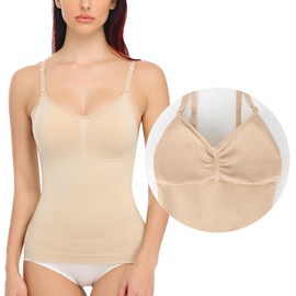 SLIMBELLE Women's Undershirt Belly Away Camisole Top Body Shaper Seamless Figure-Shaping Tank Top Shaping Bra Shirt Shaping Top Spaghetti Straps Top, beige