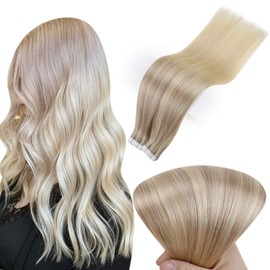 Full Shine Tape In Hair Extensions 20 Inch Straight Seamless Hair Balayage Color 18 Fading to 22 Highlighted 60 Platinum Blonde Tape In Remy Human Hair Extensions Adhesive Tape In 100 Gram 40 Pieces