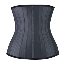 YIANNA Waist Trainer Women Latex 25 Steel Boned Corset Tummy Control Body Shaper Cincher Shapewear For Sport Girdle Black 2XL 1210