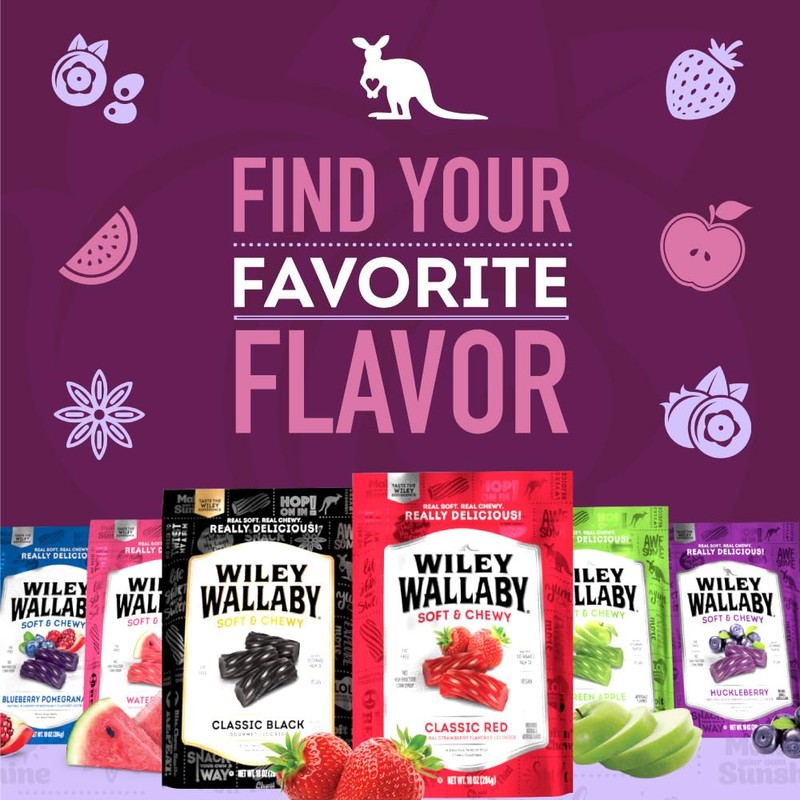 Wiley Wallaby Licorice 10 Ounce Variety Pack - Blueberry Pomegranate,