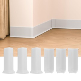 GAMZAU Baseboard Corner Blocks 6inch Height, Self Adhesive 3 Inside + 3 Outside Corners-Connector Between The Cove Base Wall Base Rubber Moulding Trim, Perfect Match for Our S152 Baseboard(White)