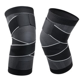 Adjustable Knee Brace for Women Men 2 Pack, Knee Compression Sleeve for Knee Pain, Arthritis, Running,Sports and Recovery Support, S