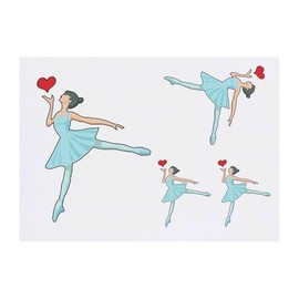 4 x 'Ballet Dancer ' Temporary Tattoos - Water Resistant, Skin-Safe, Non-Toxic Transfers, Mixed Sizes (TO00076656)
