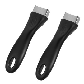 Hemoton 2pcs Stainless Steel Replacement Handles for Pots Pans Scald-Proof Long Handle Grip Replacement (Black)
