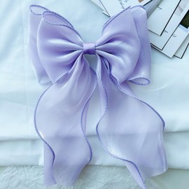 Uoocg Silky Hair Bow Women's Hair Clip with Large Bow French Hair Bows Clip for Women Girls (Purple)