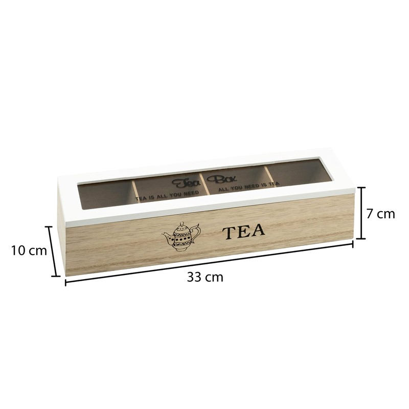 Wooden Tea Box, Tea and Herbal Tea Bag Holder with