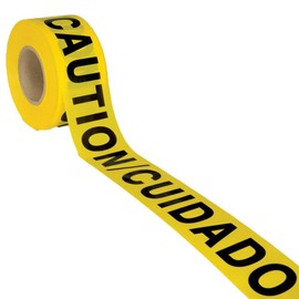 Cordova T20103 Pro Pack 2.0-MIL Yellow Bilingual Caution/Cuidado Barricade Tape, 3 in. x 1000 ft. Roll, 12-Pack