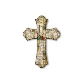 Fratelli Bonella | Wandkreuz aus Holz, Vintage-Stil, Unsere Fatima 28 x 40 cm, Made in Italy