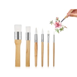 Set of 6 Artist Paint Brushes, Wooden Paint Brushes and Round Flat Pointed Tip Painting Brushes, Thin, Craft, Gouache, and Watercolour Brushes for Fine Detail Artwork