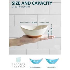Teocera Porcelain Small Bowls, Dessert Bowls Set - 6 Ounce for Ice Cream, Small Side Dishes, Set of 6, Beige
