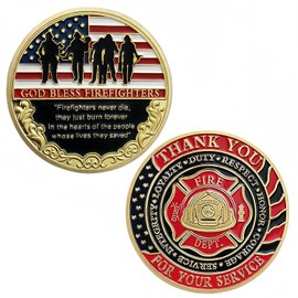 Thank You for Your Service Firefighters Challenge Coin God Bless Fireman's Prayer Coin