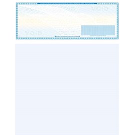 250 High Security Blank Check Stock - Checks on Top Compatible with QuickBooks, Quicken - Paper Weight # 70 Light Blue Art Deco