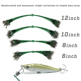 PISCORUSH 50 Pieces Fishing Wire Leaders, Nylon Coated Fishing Line Leaders with Swivels and Press Studs, Stainless Steel Fishing Accessories (Black, 25 cm, 50 Pieces)