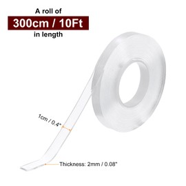 HARFINGTON Double Sided Nano Tape 10FT x 0.4" x 0.08" Multipurpose Removable Clear Mounting Tape Washable Waterproof Picture Hanging Adhesive Strips for Walls Carpets Posters Decor