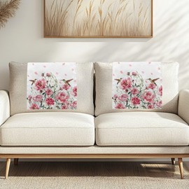 Qehuruxo Birds Floral Headrest Cover for Recliners Washable Furniture Slipcover Protector Anti Splash Chair Back Covers Office Lounge Chairs Protector