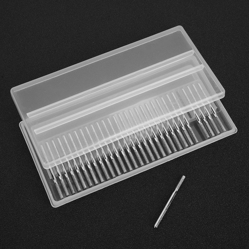 30pcs 2.5mm Cylinder Flat Diamond Bit Grinding Needle Power Grinder