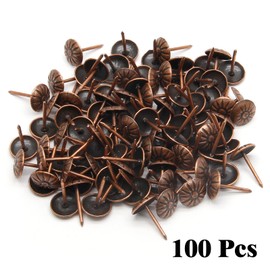 Piutouyar Daisy Antique Red Bronze Upholstery Tacks, Decorative Tack Stud, Furniture Tacks Pins 11mm x 16mm / 0.43 Inch x 0.63 Inch, Upholstery Nails for Sofa, Door, Jewelry Box(100Pcs)