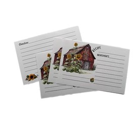Rustic Barn Recipe Card 4x6 Red Barn Double-Sided Country Theme Kitchen Gifts Double Sided (Pack of 10)