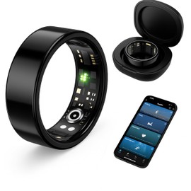 Xaowa Smart Ring for Women & Men – Fitness Ring & Health Ring with Sleep Tracker and Heart Rate – Smart Rings for Men & Women, No Subscription, Remote Photography (Black, 18,9mm)