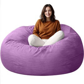 Anuwaa 5FT Bean Bag Chair for Adults Memory Foam, Dutch Velvet Cover, Black