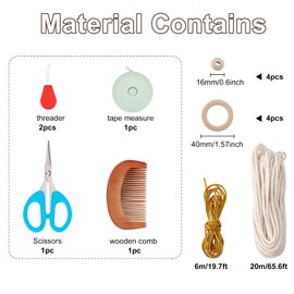 FREEBLOSS 3 Set DIY Macrame Angel Kit Angel Hanging Ornament Boho Macrame Wall Hanging Decor Macrame Christmas Decorations Gift for Mom