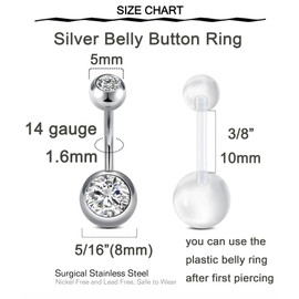 QWALIT Belly Button Piercing Kit Gun Belly Piercing Kit Belly Button Piercing Gun Navel Piercing Kit Belly Button Ring Piercing Kit Silver Belly Piercing Gun