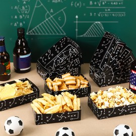 Honeydak 50 Pcs Football Party Decorations Football Paper Food Trays Football Themed Party Supplies Serving Boats Black and White Soccer Party Dessert Plates for Birthday Superbowl Party Decorations