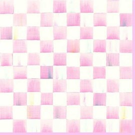 MACKENZIE-CHILDS Dinner Paper Napkins, Stylish Paper Dinner Napkins, Pink-and-White Rosy Check