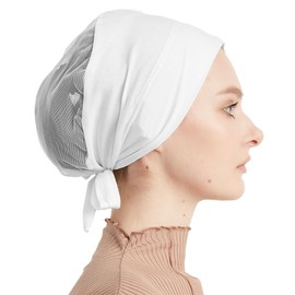 Modefa Premium Underscarf | Islamic Women's Hijab Bonnet Cap for Muslim Woman | Cotton Tie Back Airy (White)