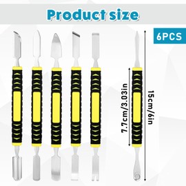 6 Piece Set Metal Spudger, Dual-Ends Mini Pry Bar Set, Metal Spudger Tool, Spudger Pry Repair Tools Kit, Non-Slip Handle Disassemble Installation Repair Tool for Digital Appliances Electronic Devices