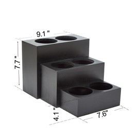 GOVOKOI Black Wood Coffee Syrup Rack Organizer, 3 Tier Syrup Bottle Holder for Coffee Bar, 6 Bottles(750ml) Storage Stand for Syrup, Wine, Dressing for Kitchen Coffee Station(3 Separate Pieces)