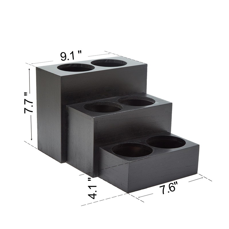 GOVOKOI Black Wood Coffee Syrup Rack Organizer, 3 Tier Syrup