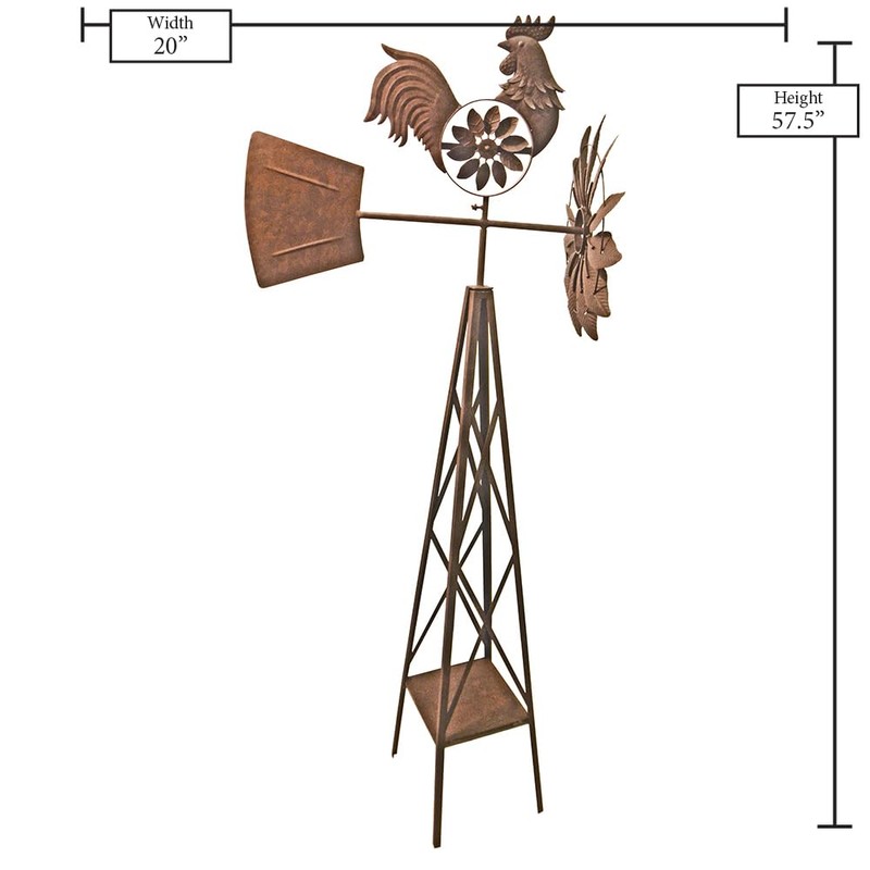 Red Carpet Studios 34265 Metal Rustic Windmill, Medium Rooster