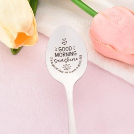 Inspirational Gifts for Best Friend Daughter Birthday Gifts for Women Good Morning Sunshine Spoon for Mum Sister Postive Affirmation Presents for Girlfriend Wife Coffee Tea Ice Cream Engraved Spoons