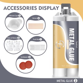 Metal Glue, 3.4oz Metal Repair Glue Liquid Weld, 2 Pack Epoxy Hole Filler Heavy Duty for Bonding, High Strength Adhesive Epoxy Resin for Welding Steel, Zinc, Aluminum, Casting Defect