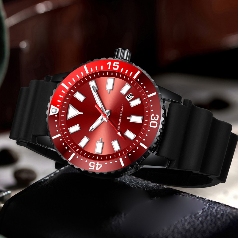 Rotating Bezel Watch Luminescent Automatic Date Analog Display Calendar Waterproof