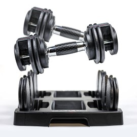 CAP Barbell 12.5 lb Pair ADJUSTABELL Adjustable Dumbbell with Contoured Full Rotation Handle, Honeycomb Design, Chrome