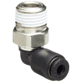 Legris 3109 53 11 Nylon & Nickel-Plated Brass Push-to-Connect Fitting, 90 Degree Elbow, 1/8" Tube OD x 1/8" NPT Male