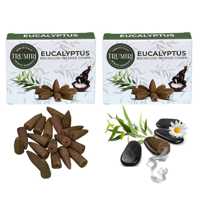 TRUMIRI Eucalyptus Backflow Incense Cones - Total 20 Incense Cones