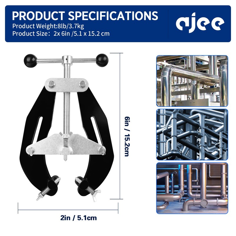 Pipe Clamp, 2 to 6 in, Steel Pipe Alignment Tool
